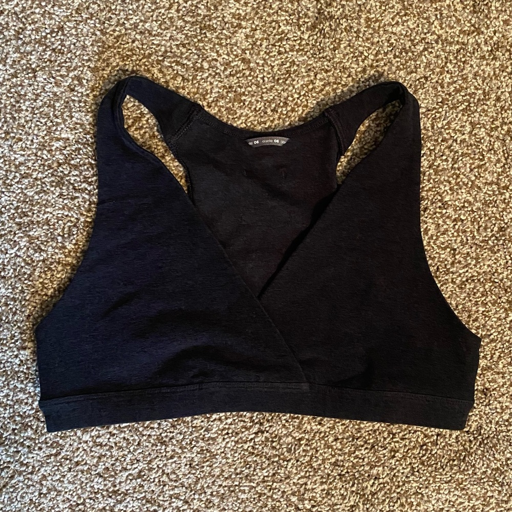 Oiselle V-neck Sports Bra Size 6 Heathered Black